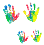 4 Handabdrücke in bunt (Fingerfarben)
